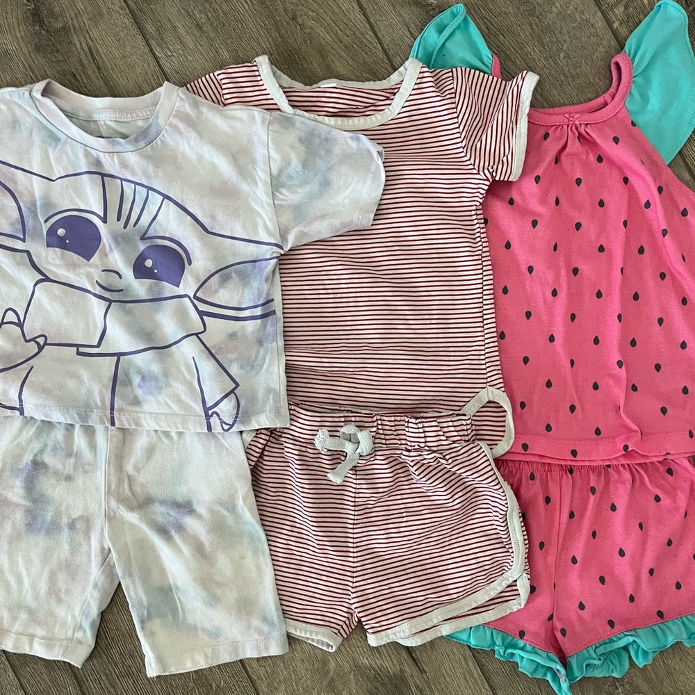 6-Piece Size4/5 Summer Casual Matching Shirt and Shorts.